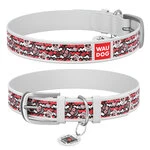 Нашийник WAUDOG Design з малюнком "Цукрові черепи", преміум шкіра, металевий пряжка (ширина 12 мм, довжина 19-25 см), білий