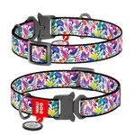 Ошейник для собак нейлоновый WAUDOG Nylon c QR паспортом, рисунок "Волшебные цветы", металлическая пряжка-фастекс, Ш 25 мм, Дл 35-58 см