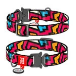 Нашийник для собак нейлоновий WAUDOG Nylon з QR паспортом, малюнок "Графіті", металевий пряжка-фастекс, Ш 25 мм, Дл 31-49 см