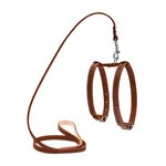 Шлея "CoLLaR" с поводком для мелких собак (ширина 14мм, А:27-35см,В:35-45см, длина 122см), коричневый