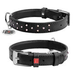 Нашийник для собак шкіряний WAUDOG Glamour з QR паспортом, з клейовими стразами, Ш 20 мм, Дл 30-39 см, чорний