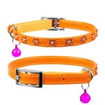 Ошейник "WAUDOG GLAMOUR" с резинкой, клей.стразами "Цветочек" для кошек (ширина 9мм, длина 22-30см), оранжевый