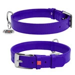 Ошейник для собак кожаный WAUDOG Glamour с QR паспортом, без украшений, Ш 25 мм, Дл 38-49 см, фиолетовый