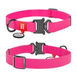 Ошейник для собак водостойкий WAUDOG Waterproof c QR-паспортом, металлическая пряжка-фастекс, Ш 20 мм, Дл 24-40 см, розовый