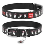 Нашийник WAUDOG Design з малюнком "Хіпстер", преміум шкіра, металевий пряжка (ширина 25 мм, довжина 38-49 см), чорний