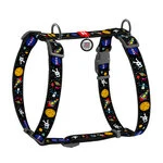 Анатомічний H-подібний нашийник для собак WAUDOG Nylon з QR-паспортом, малюнок "NASA", пластиковий фастекс, L, Ш 25 мм, А 50-90, В 60-100