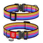 Ошейник для собак нейлоновый WAUDOG Nylon с QR паспортом, рисунок "Линия 1" , металлическая пряжка-фастекс, XXL, Ш 35 мм, Дл 43-70 см