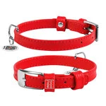Ошейник для собак кожаный WAUDOG Glamour с QR паспортом, без украшений, Ш 15 мм, Дл 27-36 см, красный