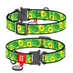 Нашийник для собак нейлоновий WAUDOG Nylon з QR паспортом, малюнок "Авокадо", металевий пряжка-фастекс, Ш 25 мм, Дл 31-49 см