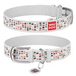 Нашийник WAUDOG Design з малюнком "Смішні точки", преміум шкіра, металевий пряжка (ширина 12 мм, довжина 21-29 см), білий