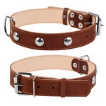 Ошейник "CoLLaR" двойной с украшениями (ширина 35мм, длина 48-63см), коричневый