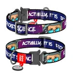 Ошейник для собак нейлоновый WAUDOG Nylon c QR-паспортом, рисунок "Космос. Ракетостроение", металлическая пряжка-фастекс, S, Ш 15 мм, Дл 23-35 см