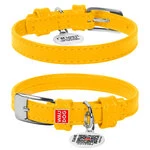Нашийник для собак шкіряний WAUDOG Glamour з QR паспортом, без прикрас, Ш 12 мм, Дл 21-29 см, жовтий