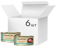 Упаковка влажного корма для котов Grandorf Филе тунца с мясом лосося 6 шт по 70 г