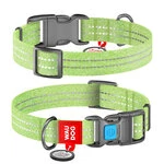 Нашийник для собак з відновленого бавовни WAUDOG Re-cotton з QR паспортом, світловідбиваючий, пластиковий фастекс, Ш 25 мм, Дл 35-58 см, салатовий