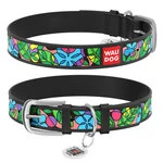 Нашийник WAUDOG Design з малюнком "Емаль", преміум шкіра, металевий затискач (ширина 15 мм, довжина 27-36 см), чорний