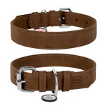 Ошейник для собак из искусственной кожи WAUDOG Eco с QR паспортом, Ш 25 мм, Дл 38-49 см, коричневый