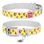 Нашийник WAUDOG Design з малюнком "Француз", преміум шкіра, металевий пряжка (ширина 12 мм, довжина 21-29 см), білий