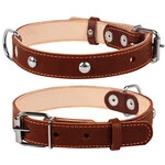 Ошейник "CoLLaR" двойной с украшениями (ширина 25мм, длина 38-50см), коричневый