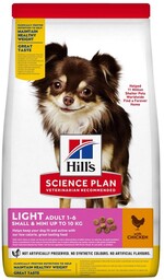 Сухой корм для склонных к лишнему весу собак малых пород Hill’s Science Plan Adult Light Small&amp;Mini с курицей 6 кг