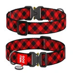 Ошейник для собак нейлоновый WAUDOG Nylon с QR паспортом, рисунок "Шотландка красная", металлическая пряжка-фастекс, XXL, Ш 35 мм, Дл 43-70 см