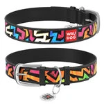 Нашийник WAUDOG Design з малюнком "Графіті", преміум шкіра, металевий пряжка (ширина 35 мм, довжина 46-60 см), чорний