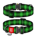 Ошейник для собак нейлоновый WAUDOG Nylon с QR паспортом, рисунок "Шотландка зеленая", металлическая пряжка-фастекс, XXL, Ш 35 мм, Дл 43-70 см
