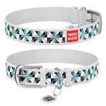 Нашийник WAUDOG Design з малюнком "Снігові квіти", преміум шкіра, металевий пряжка (ширина 20 мм, довжина 30-39 см), білий