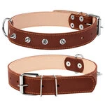 Ошейник "CoLLaR" двойной с шипами (ширина 35мм, длина 48-63см), коричневый