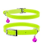 Ошейник для котов кожаный WAUDOG Glamour с QR паспортом, без украшений, Ш 9 мм, Дл 22-30 см, салатовый