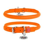 Ошейник для собак кожаный WAUDOG Glamour с QR паспортом, круглый, Д 13 мм, Дл 45-53 см, оранжевый