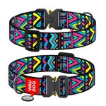 Нашийник для собак нейлоновий WAUDOG Nylon з QR паспортом, малюнок "Інді", металева пряжка-фастекс, XXL, Ш 35 мм, Дл 43-70 см