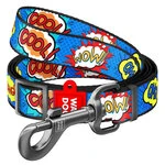 Поводок для собак нейлоновый WAUDOG Nylon, рисунок "ВАУ", регулируемый, Ш 20 мм, Дл 152-183 см