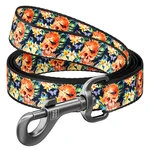 Поводок для собак нейлоновый WAUDOG Nylon, рисунок "Гламурные черепа", Ш 20 мм, Дл 122 см