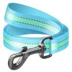 Поводок для собак нейлоновый WAUDOG Nylon, светящийся/светоотражающий, Ш 25 мм, Дл 122 см, голубой