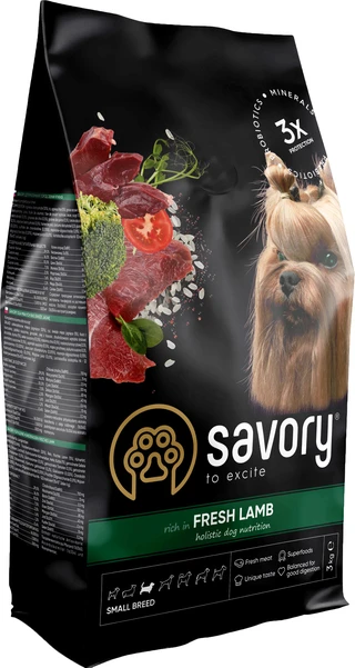 Сухий корм для собак малих порід Savory зі свіжим м'ясом ягняти 3 кг