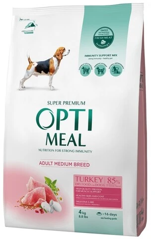 Сухий корм Optimeal для собак середніх порід з індичкою 4 кг