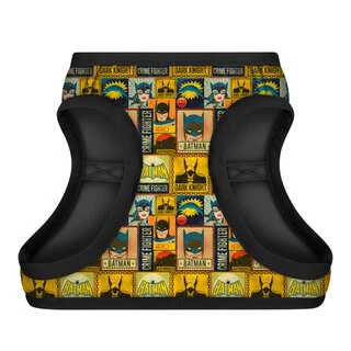 Шлея для собак мягкая WAUDOG Clothes c QR паспортом, рисунок "Бэтмен винтаж", XS2, В 28-31 см, С 20-22 см