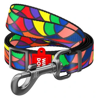 Поводок для собак нейлоновый WAUDOG Nylon, рисунок &quot;Витраж&quot;, регулируемый, Ш 25 мм, Дл 152-183 см