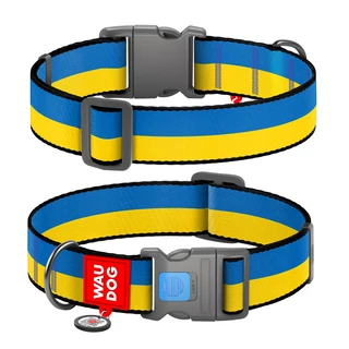 Ошейник для собак нейлоновый WAUDOG Nylon c QR паспортом, рисунок &quot;Colors of freedom&quot;, пластиковый фастекс, XXL, Ш 35 мм, Дл 46-70 см