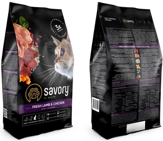 Сухий корм для кастрованих котів Savory зі свіжим м'ясом ягняти та курки 400 г