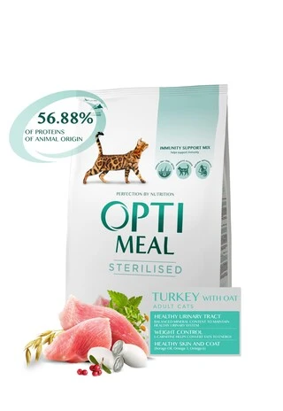 Сухий корм для дорослих стерилізованих котів Optimeal Sterilised з індичкою та вівсом 4 кг (НФ-00000144)