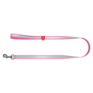 Поводок для собак нейлоновый WAUDOG Nylon, светящийся/светоотражающий, Ш 15 мм, Дл 122 см, розовый
