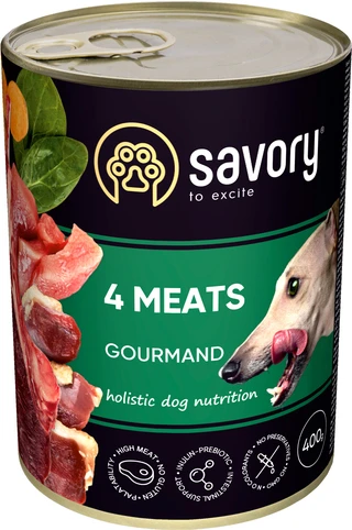 Вологий корм Savory для дорослих собак з чотирма видами м'яса 400 г