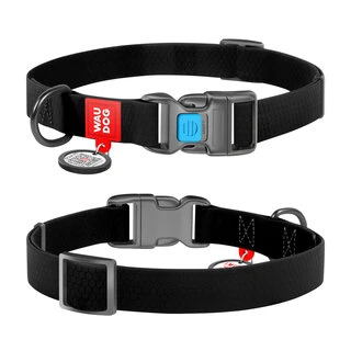 Ошейник для собак водостойкий WAUDOG Waterproof c QR-паспортом, пластиковая пряжка-фастекс, Ш 20 мм, Дл 24-40 см, черный