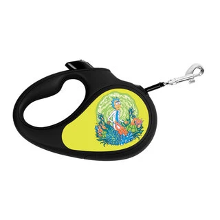 Поводок-рулетка для собак WAUDOG R-leash, малюнок &quot;Рік і Морті 2&quot;, світловідбиваюча стрічка, L, до 50 кг, 5 м, чорний