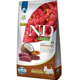 Фармина дог сухой N&amp;D QUINOA SKIN &amp; COAT VENISON ADULT MINI с олениной 7 кг 44259
