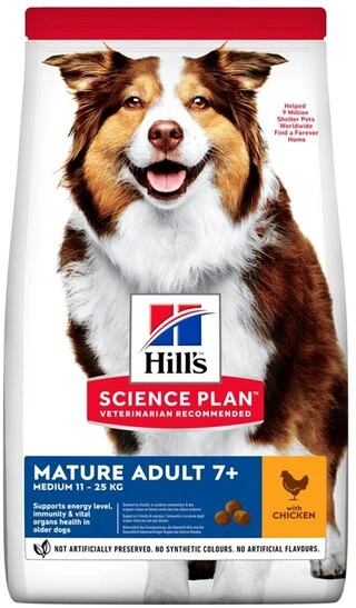 Сухий корм для зрілих собак від 7 років Hill’s Science Plan Mature Adult 7+ Medium Breed з куркою 14 кг