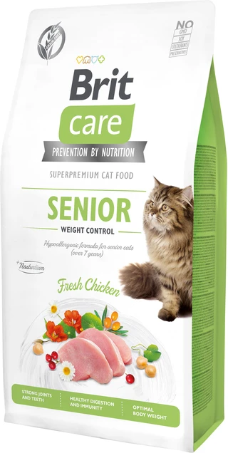 Сухой корм для пожилых кошек с избыточным весом Brit Care Cat GF Senior Weight Control с курицей 7 кг