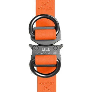 Поводок для собак водостійкий WAUDOG Waterproof з QR-паспортом, металевий фастекс, Ш 20 мм, Дл 50-80 см, оранжевий